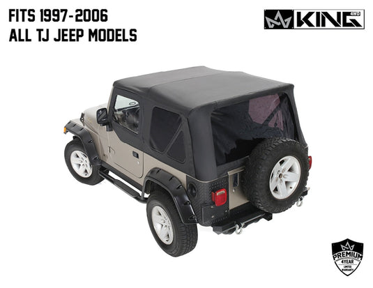 Replacement Soft Top With Tinted Upper Doors - Black Diamond - TJ