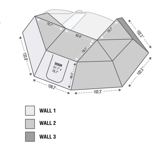 (Driver) -  Nomadic Awning 270 - Side Wall 1 - Dark Gray With Storage Bag