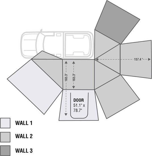 (Driver) -  Nomadic Awning 270 - Side Wall 1 - Dark Gray With Storage Bag