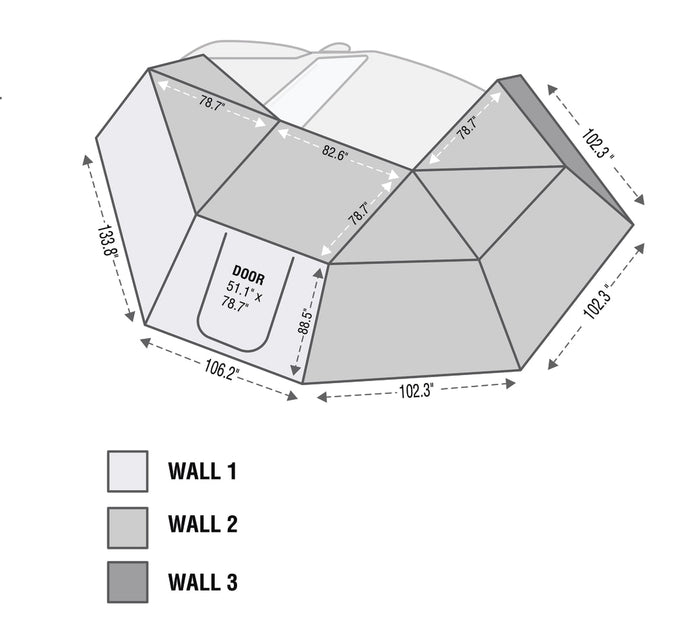 (Driver) -  Nomadic Awning 270 - Side Wall 2 - Dark Gray With Storage Bag