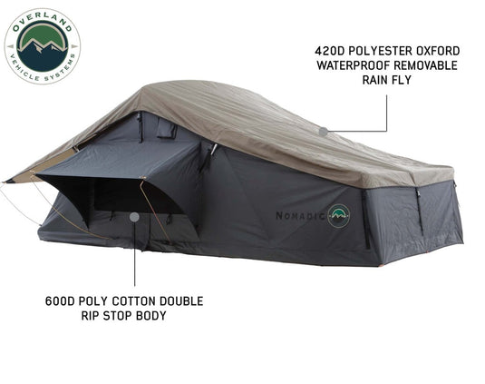 Nomadic 2 Extended Roof Top Tent - Dark Gray Base With Green Rain Fly & Black Cover, Black Aluminum Base, Black Ladder