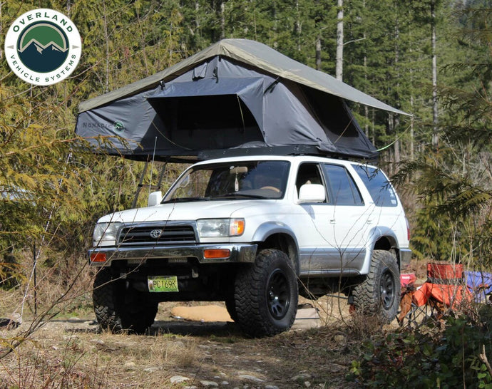 Nomadic 2 Extended Roof Top Tent - Dark Gray Base With Green Rain Fly & Black Cover, Black Aluminum Base, Black Ladder