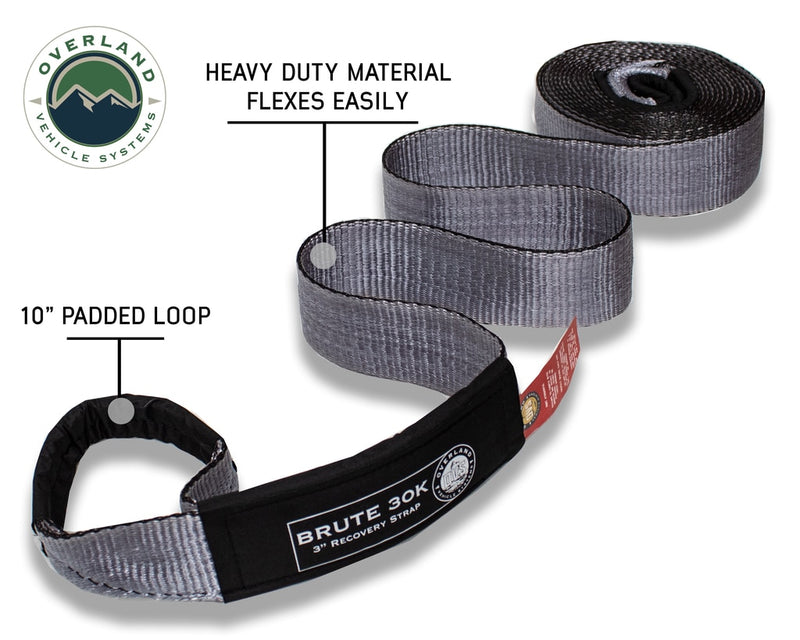 Load image into Gallery viewer, Tow Strap 30,000 lb. 3&quot; x 30&#39; Gray With Black Ends &amp; Storage Bag

