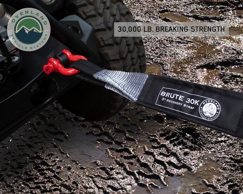 Load image into Gallery viewer, Tow Strap 30,000 lb. 3&quot; x 30&#39; Gray With Black Ends &amp; Storage Bag
