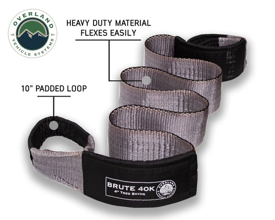 Tow Strap 40,000 lb. 4" x 8' Gray With Black Ends & Storage Bag