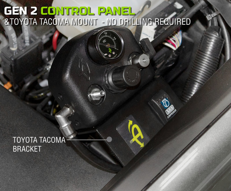 Load image into Gallery viewer, 4 Tire Inflation System - Tacoma Engine Bay Mount With Box, Fittings, Hoses &amp; Storage Bag - Black

