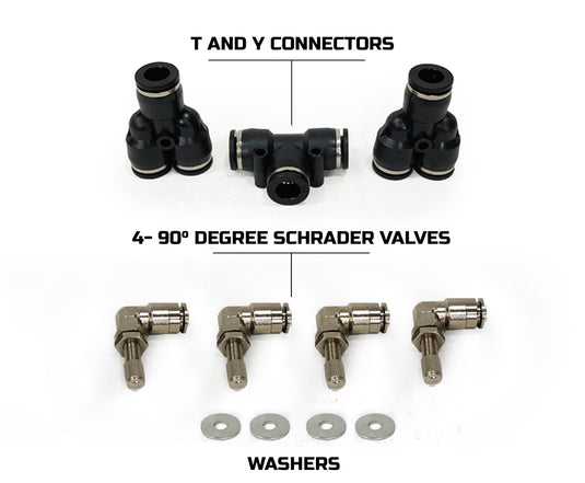 4 Tire Inflation System - Universal With Box, Fittings, Hoses & Storage Bag - Black