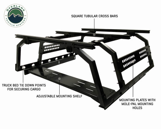 Discovery Rack with Side Cargo Plates, With Front Cargo Tray System Kit Mid Size Truck Short Bed Application