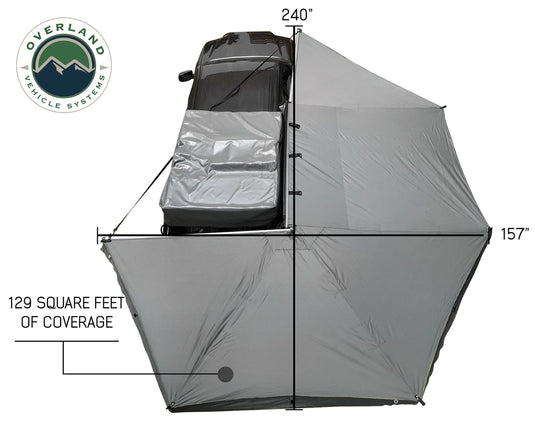 Nomadic Awning 270 - Dark Gray Cover With Black Transit Cover Passenger Side & Brackets